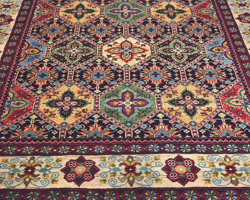 5x5 Yousafi Multicolor Afghan Hand Knotted Square Wool Area Rug
